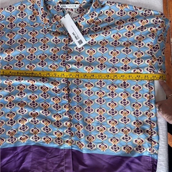 Women’s Zara Set NWT Geometric Print Blue /Purple Size Medium High Waist - Picture 11 of 16